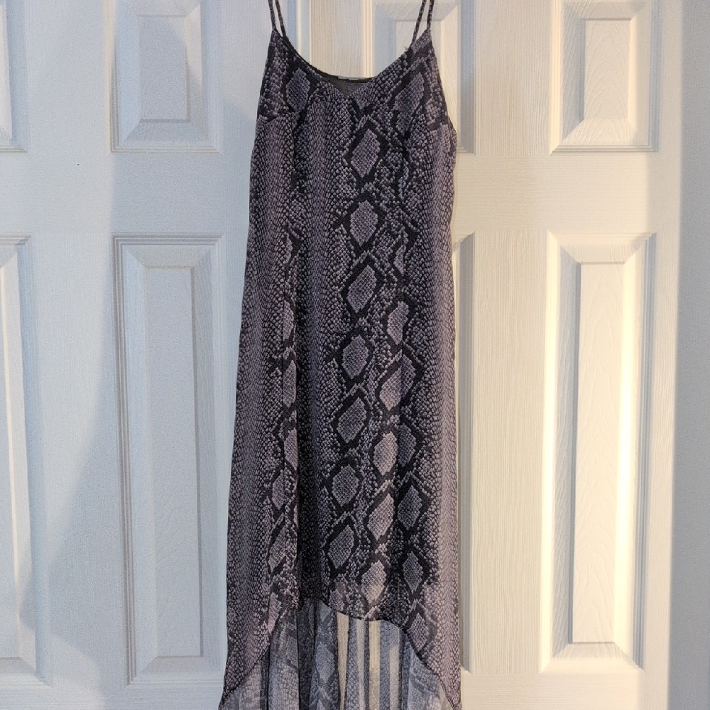 H&M Black and Gray Asymmetrical Snake Print Dress